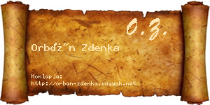 Orbán Zdenka névjegykártya